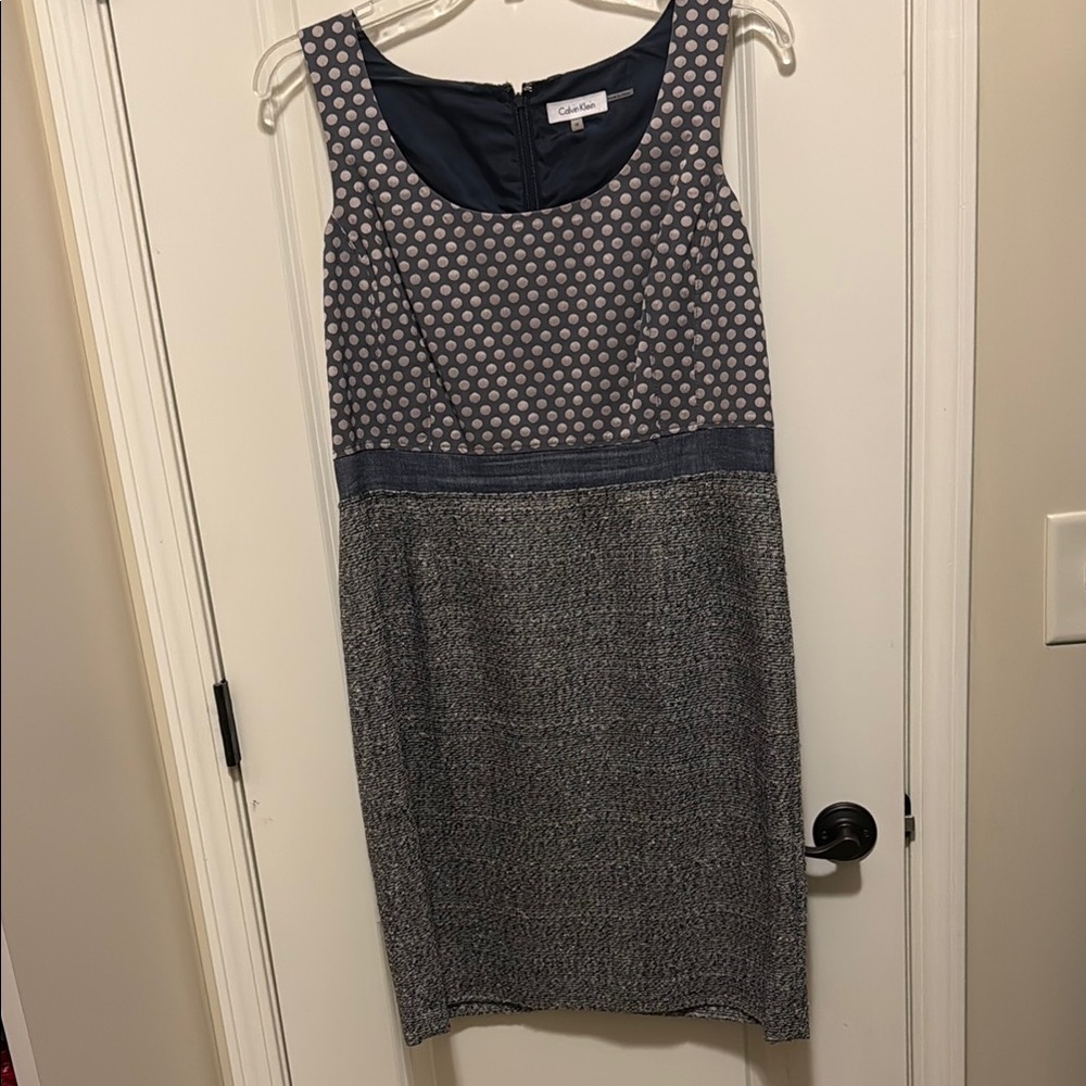 Calvin Klein Black and White Sheath Midi Dress